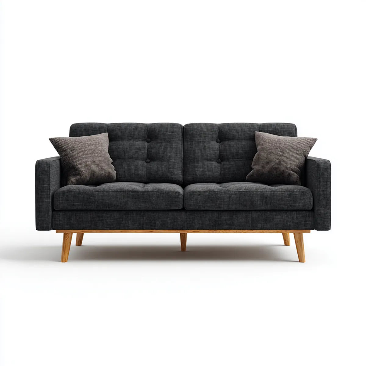 Sofa 2 umieszcza szary antracyt 160 x 85 x 82 cm w poliestrze z nogami w litym drewnie