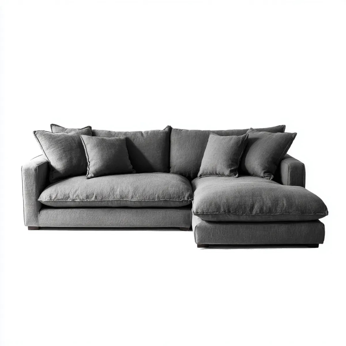 Sofa, Kanapa narożna z szewcem z prawej poliestru 280 x 170 x 85 cm