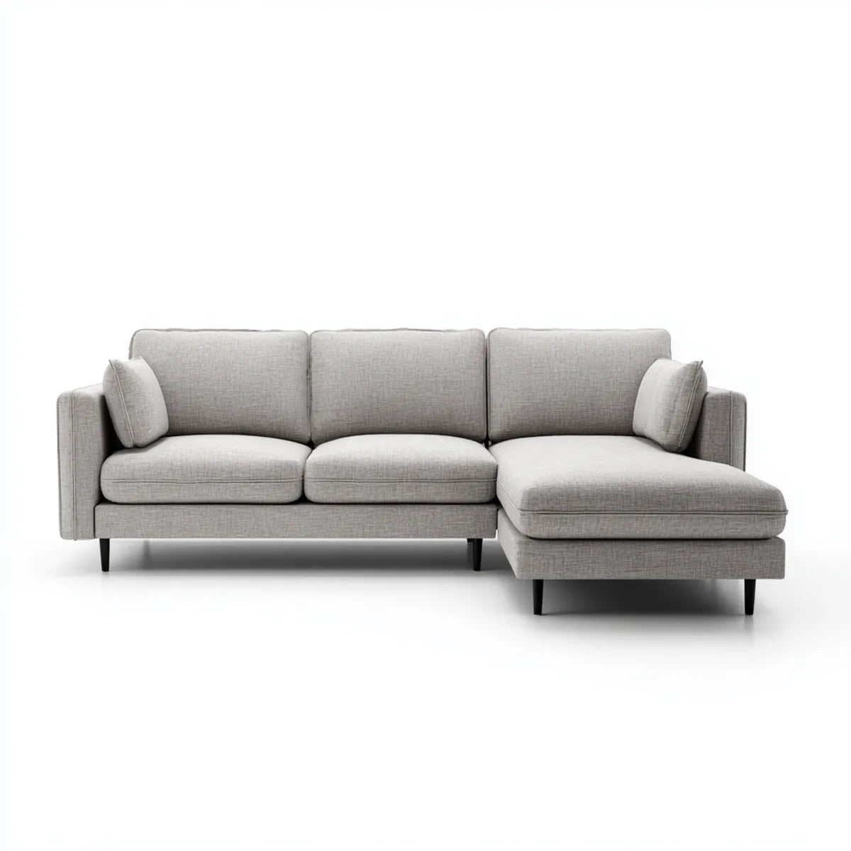 Sofa, Kanapa narożna z prawym szarym półwyspem 250 x 160 x 85 cm poliester 3 miejsca do L