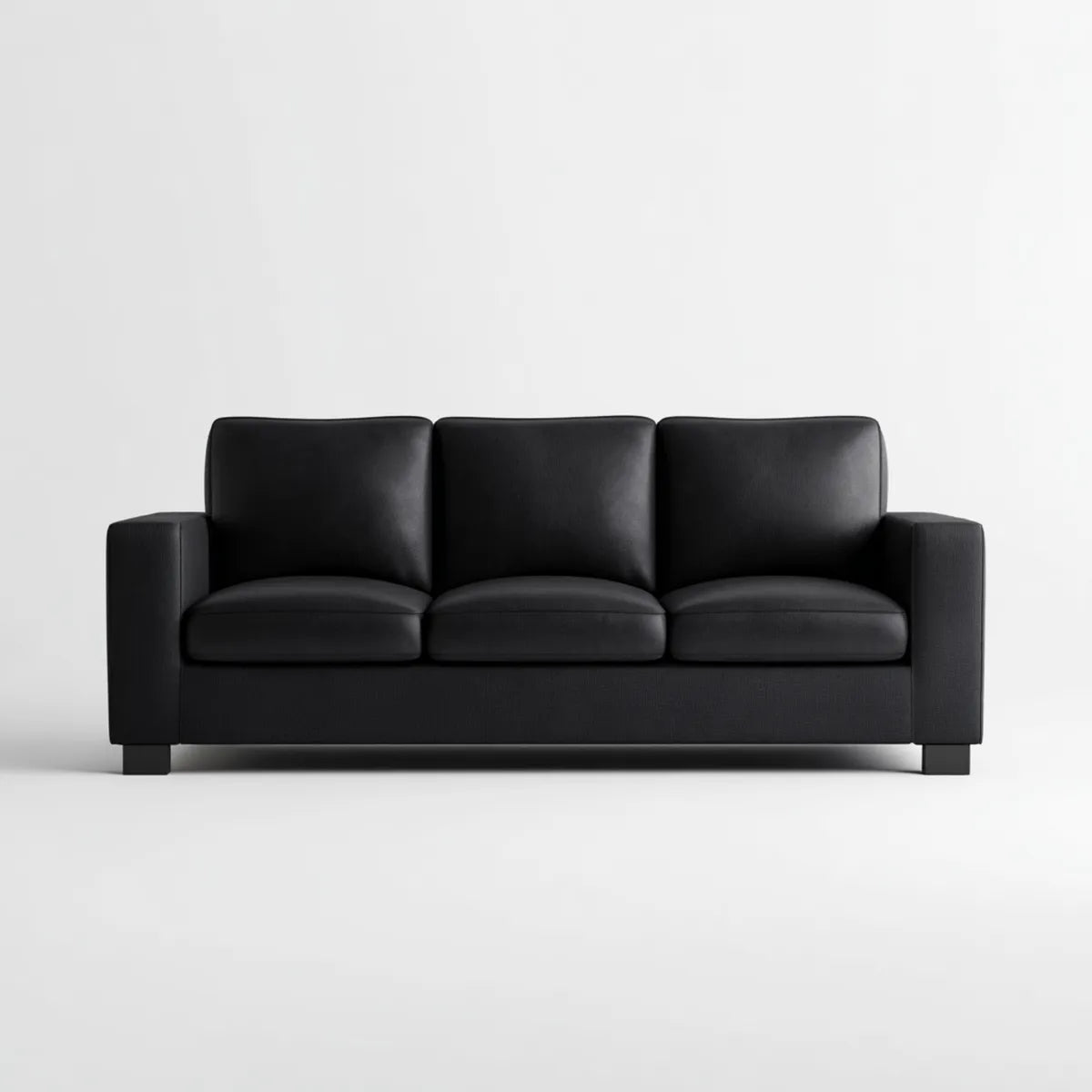 Sofa, 3 fotele czarne sofa w skórze PU 210 x 90 x 85 cm