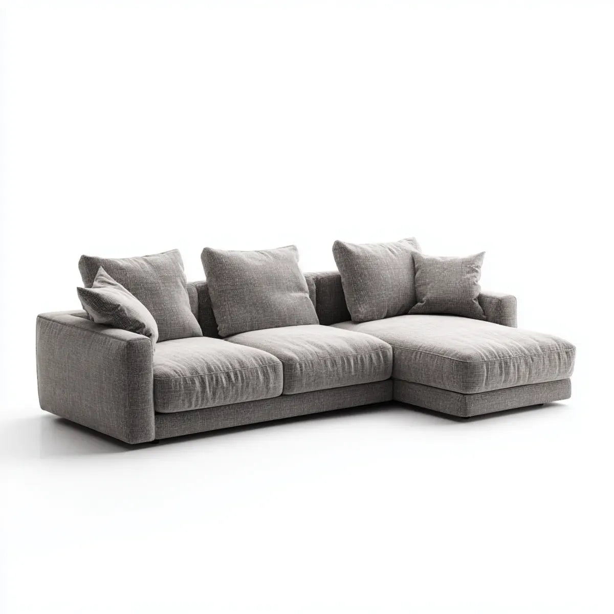 Sofa, Kanapa narożna z szarym, prawym dzbankiem 280 x 170 x 85 cm poliestrowy kształt L