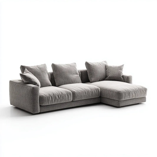 Sofa, Kanapa narożna z szarym, prawym dzbankiem 280 x 170 x 85 cm poliestrowy kształt L