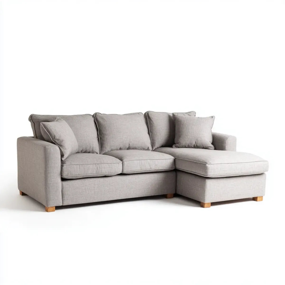 Sofa, Kanapa narożna z jasnoszarym zwrotnikiem 220 x 145 x 85 cm poliestrowy kształt L