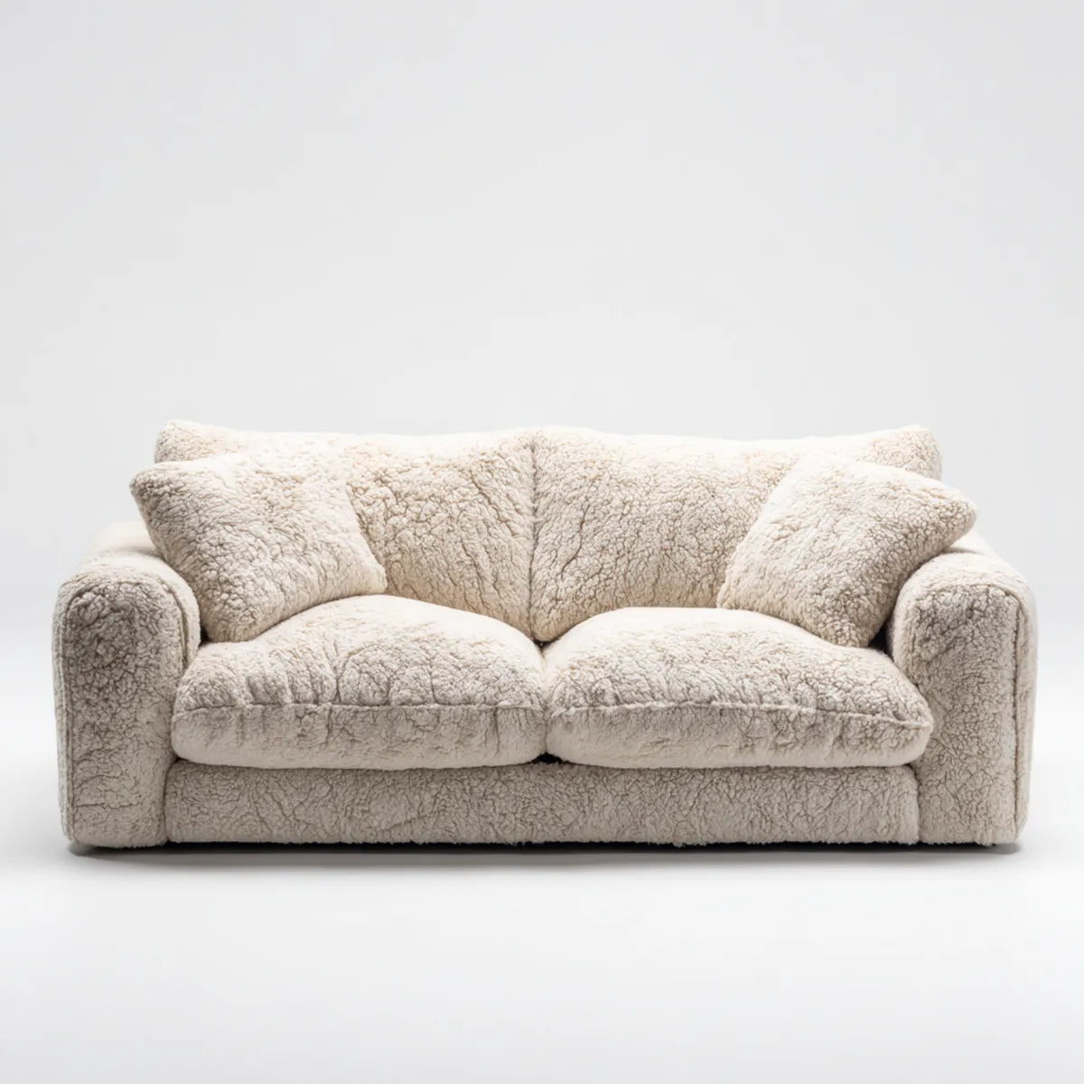 Sofa 2 fotele beżowy bucle poliestrowy z poduszkami tapicerowanymi 180 x 95 x 85 cm