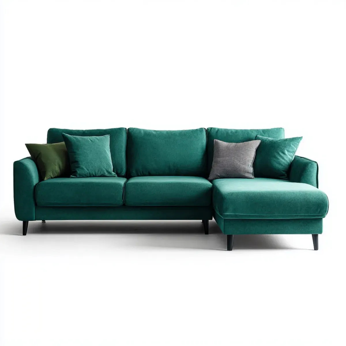 Sofa, Kanapa narożna z krzesełkiem 3 szmaragdowe miejsca zielone 250 x 160 x 85 cm aksamitny kształt poliestru L