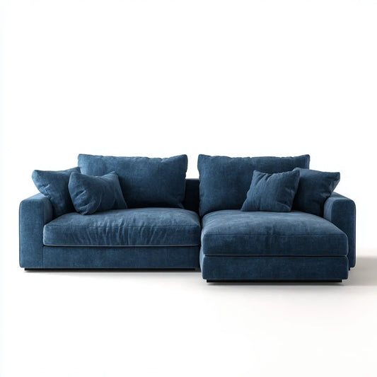 Sofa, Kanapa narożna z szezlongiem niebieska aksamitna poliester 280 x 165 x 85 cm