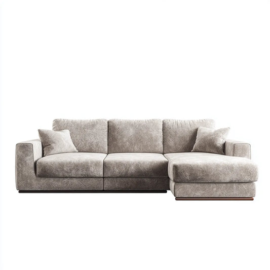 Sofa, Kanapa narożna L z prawym szarym półwyspem 280 x 160 x 85 cm 100% poliestrowa powłoka