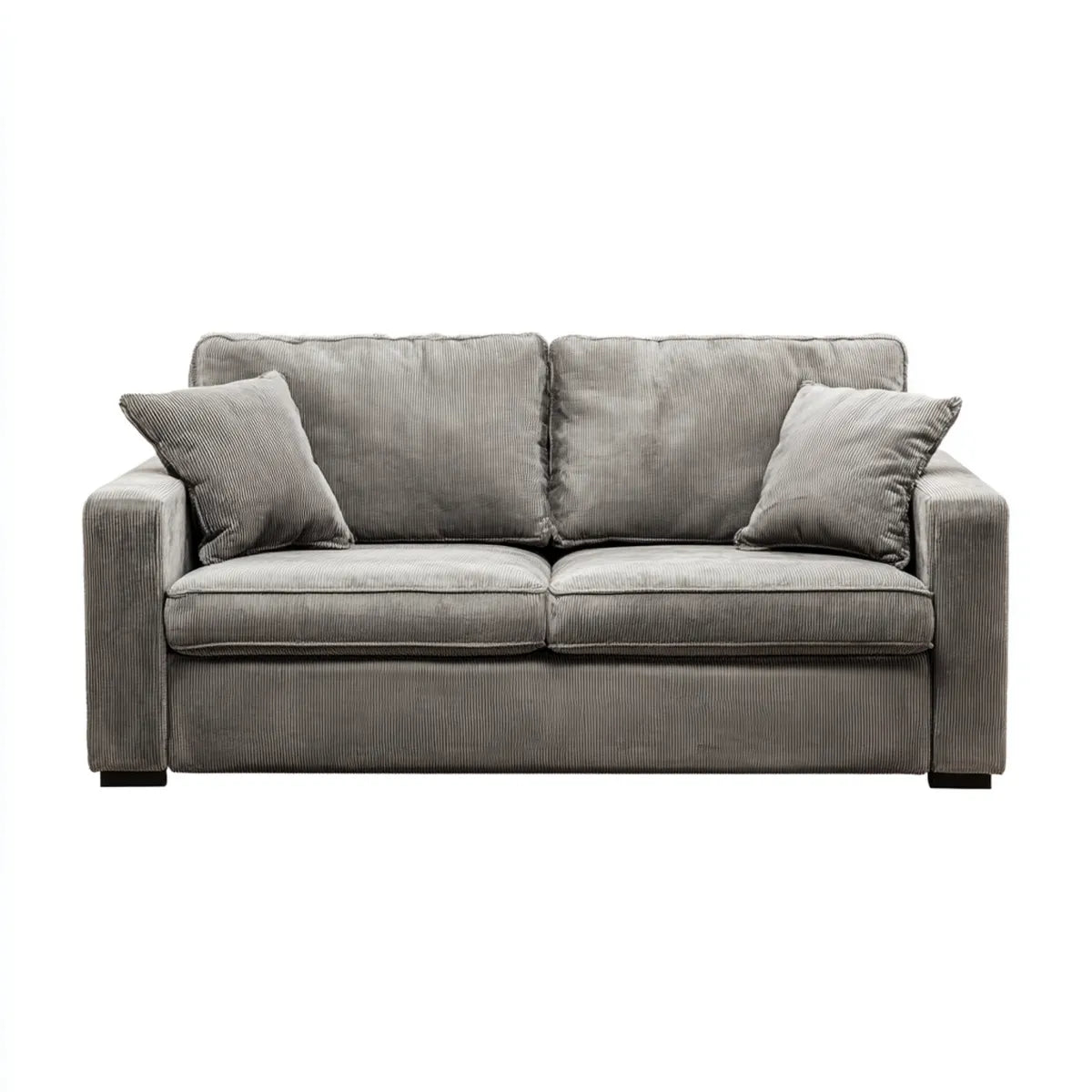 Sofa 2 miejsca szary aksamit z prostokątnymi żebrami poliestrowymi 160 x 90 x 88 cm