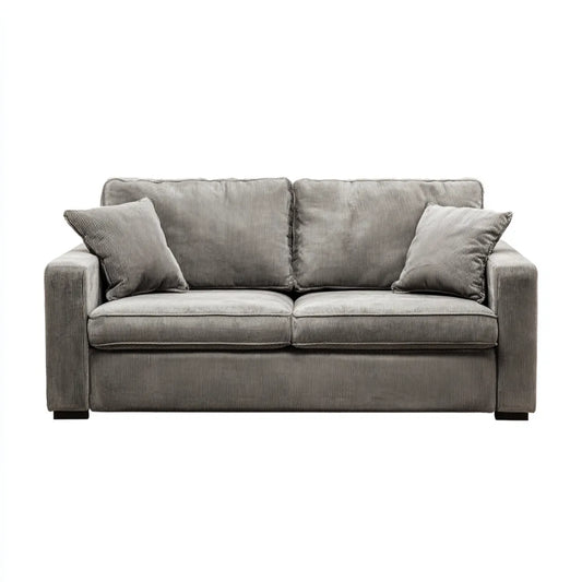 Sofa 2 miejsca szary aksamit z prostokątnymi żebrami poliestrowymi 160 x 90 x 88 cm