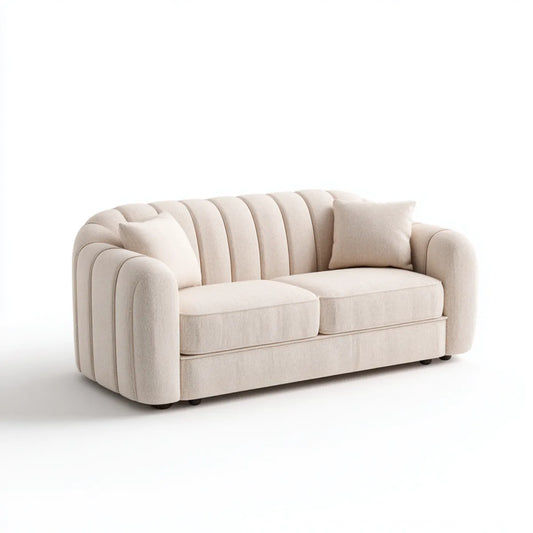 Sofa 2 beżowe poliestrowe fotele o okrągłym kształcie 170 x 90 x 78 cm