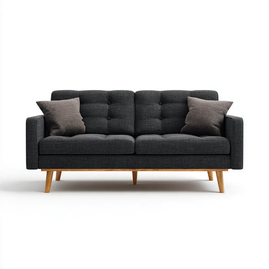 Sofa 2 umieszcza szary antracyt 160 x 85 x 82 cm w poliestrze z nogami w litym drewnie