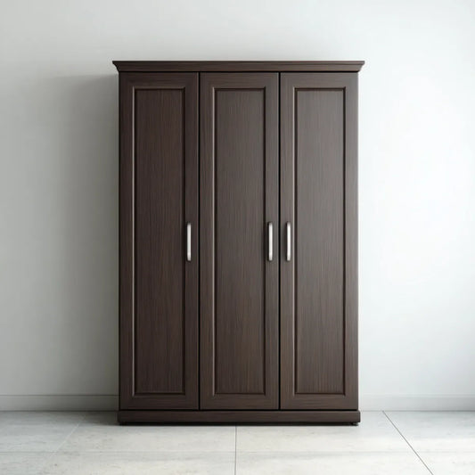 Szafa na drzwi z zawiasami ciemnobrązowymi 150 x 60 x 200 cm prostokątna z 3 drzwiami