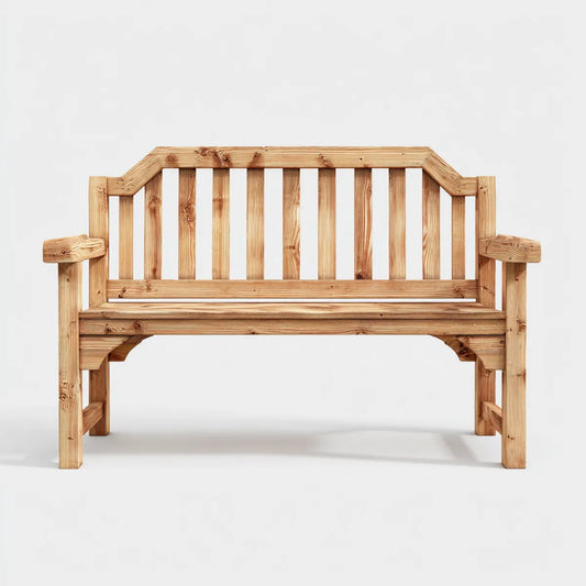 Ławka ogrodowa 2 fotele w kolorze litym brązowym sosnowym 120 x 65 x 95 cm z podłokietnikami