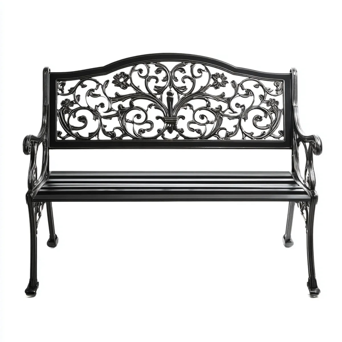 Ławka ogrodowa 2 fotele czarne 100 x 54 x 80 cm kształtowane aluminium prostokątna kształt