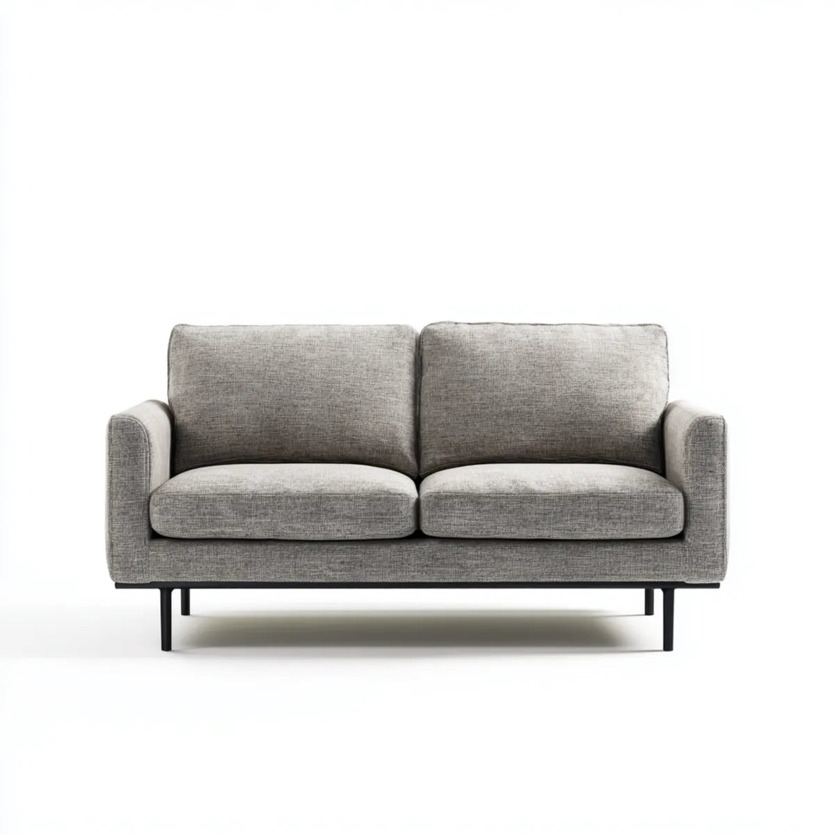 Sofa, 2-fotelikowa sofa szara 160 x 84 x 82 cm z tapicerką poliestrową i stalową stopą