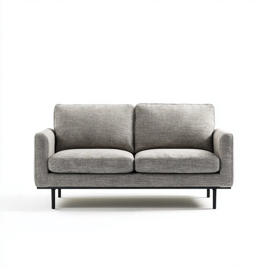 Sofa, 2-fotelikowa sofa szara 160 x 84 x 82 cm z tapicerką poliestrową i stalową stopą