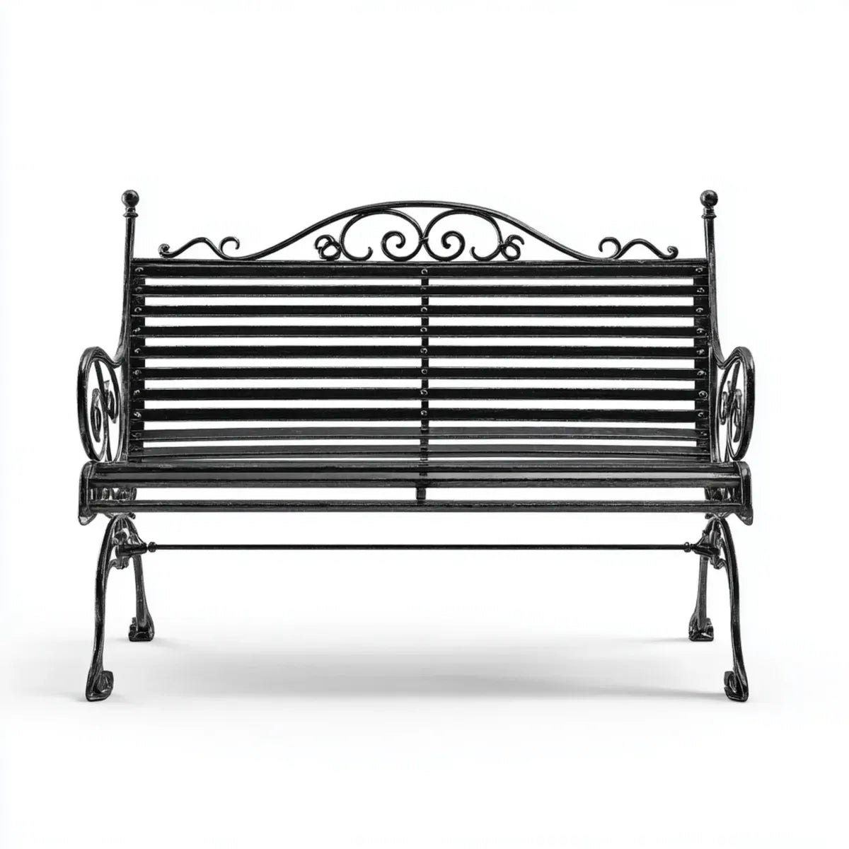 Ławka ogrodowa 2 czarna prostokątna stal 125 x 60 x 90 cm z otwarciem z powrotem