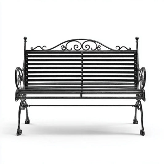 Ławka ogrodowa 2 czarna prostokątna stal 125 x 60 x 90 cm z otwarciem z powrotem