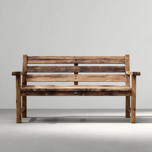 Ławka ogrodowa, 3 fotela ławka ogrodowa brązowa 150 x 60 x 90 cm w litym prostokątnym drewnie sosnowym z podłokietnikami