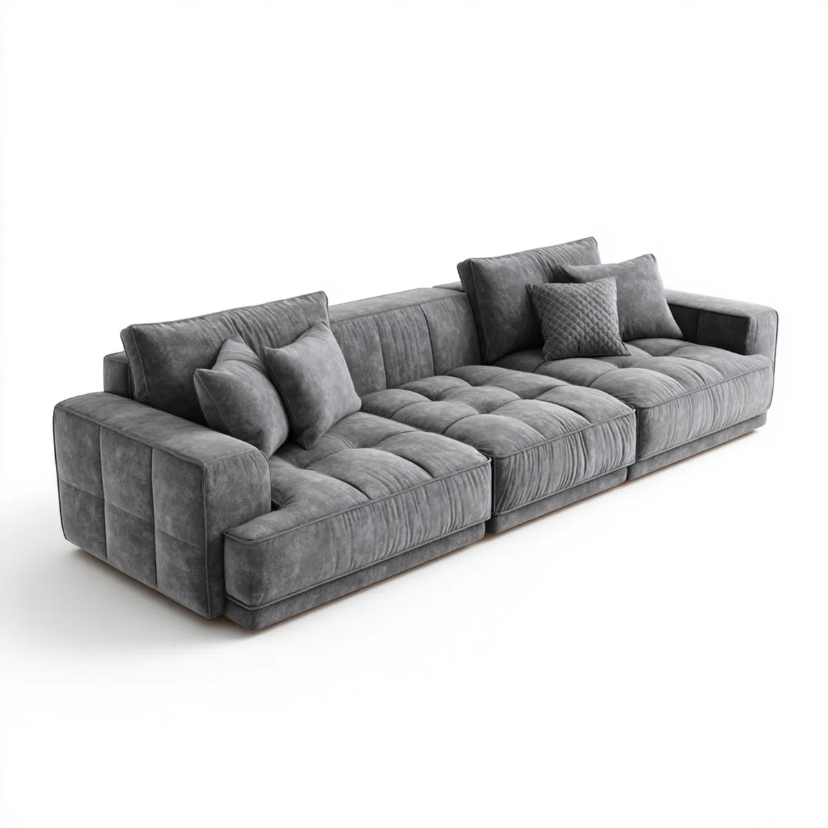 Sofa, Modułowa kanapa liniowa 4 fotele szare 340 x 105 x 85 cm w mikrofibrze poliestrowym