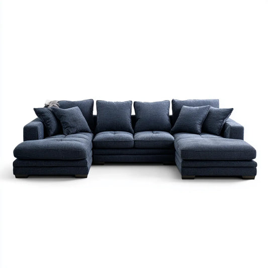 Sofa, Ciemnoniebieski 300 x 180 x 85 cm ciemnoniebieski narożnik sofa w poliestrze z szewcem longa