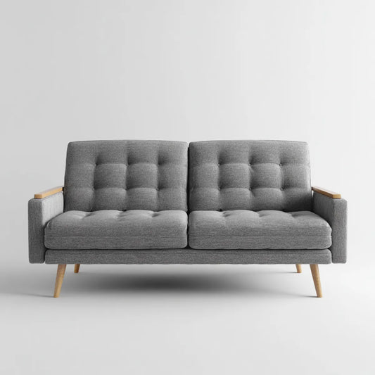 Sofa 2 umieszcza szary 160 x 80 x 83 cm w poliestrze z nogami w litej gumy prostokątnej