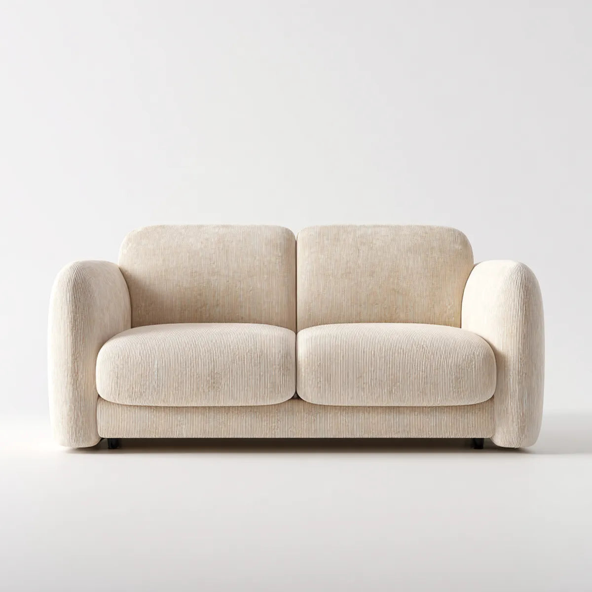 Sofa 2 beżowe aksamitne siedzenia z prostokątnymi paskami poliestrowymi 170 x 88 x 82 cm