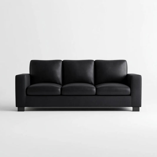 Sofa, 3 fotele czarne sofa w skórze PU 210 x 90 x 85 cm