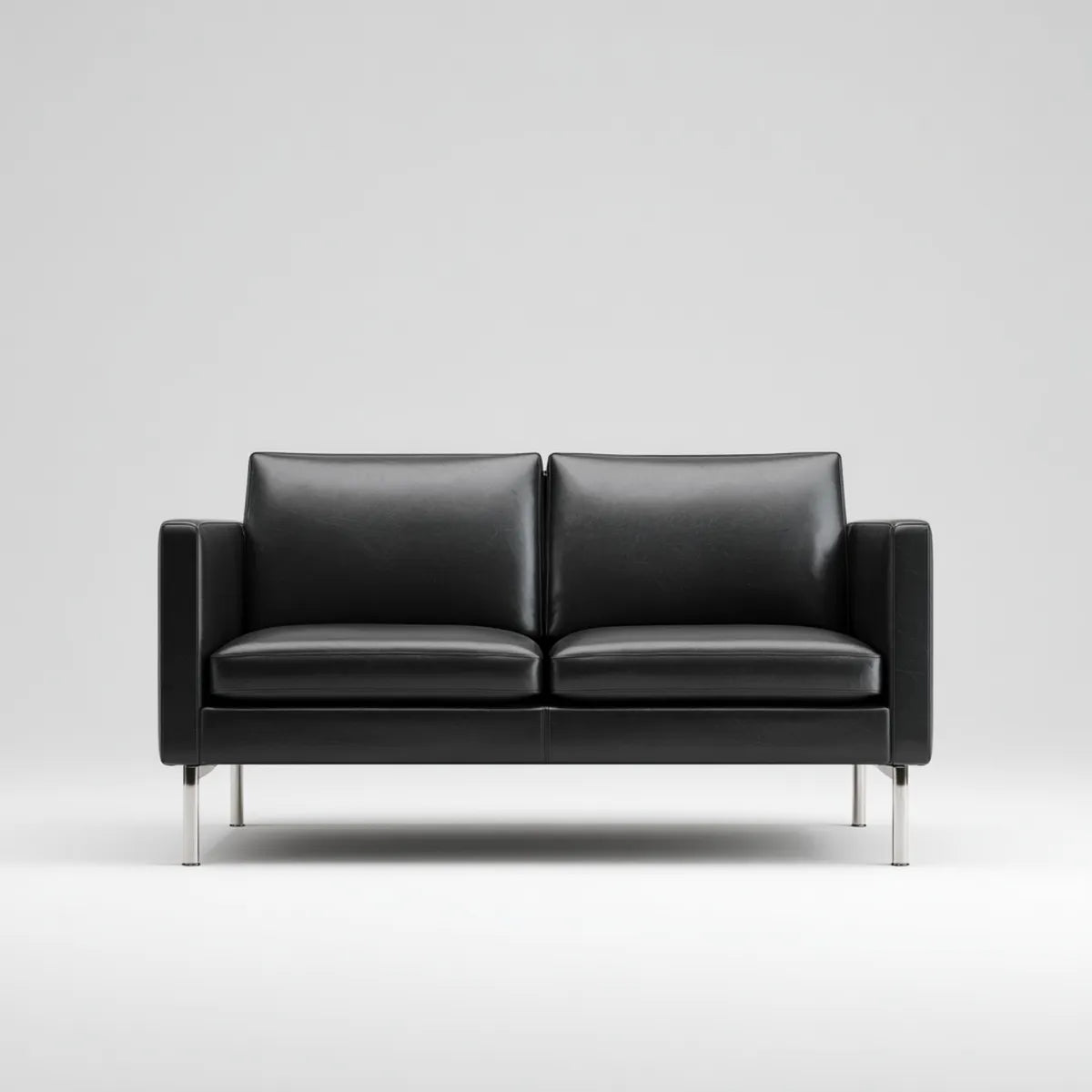 Sofa 2 fotele czarne 160 x 80 x 78 cm w prostokątnej skórze PU