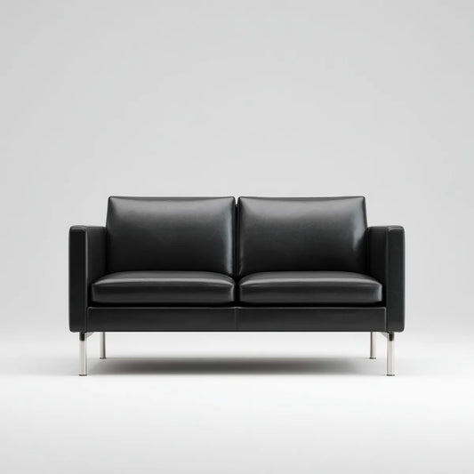 Sofa 2 fotele czarne 160 x 80 x 78 cm w prostokątnej skórze PU