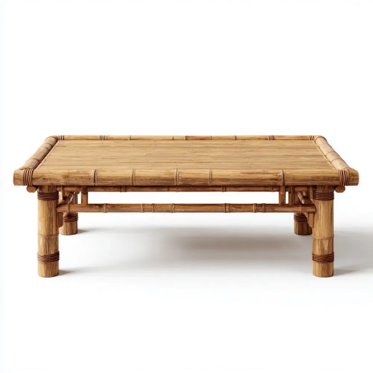 Stolik kawowy, Prostokątny stół w prostokątnym bambusie i brązowym 110 x 60 x 45 cm