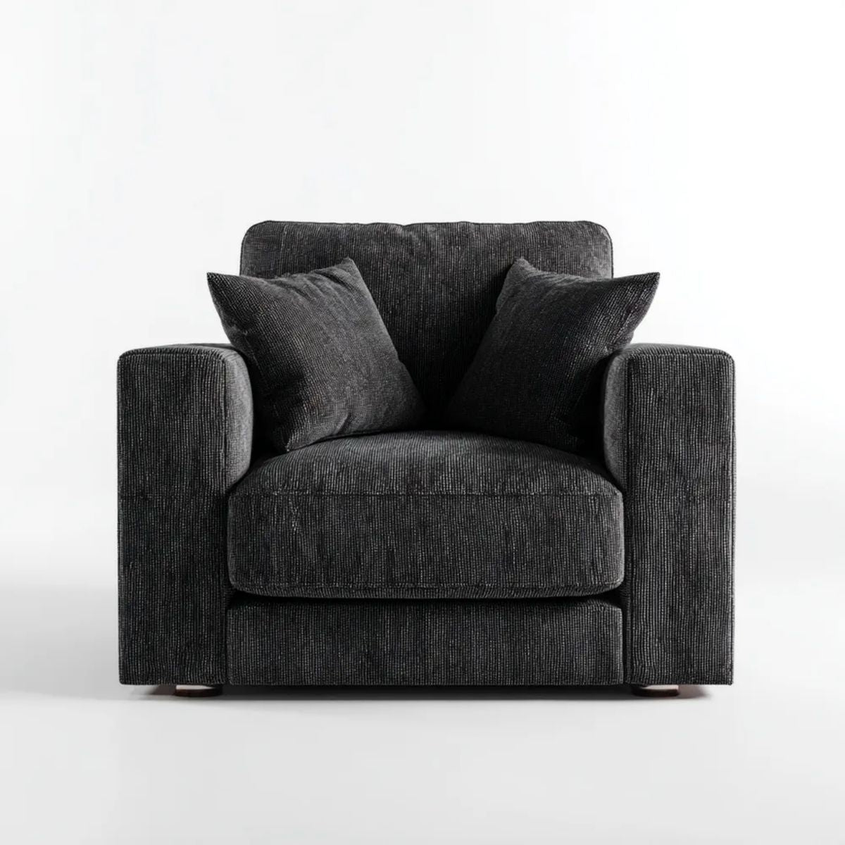 Fotel, Antracyt fotel w poliestrze z 2 poduszkami, 100 x 92 x 82 cm