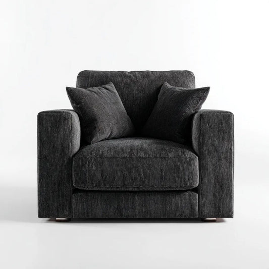 Fotel, Antracyt fotel w poliestrze z 2 poduszkami, 100 x 92 x 82 cm
