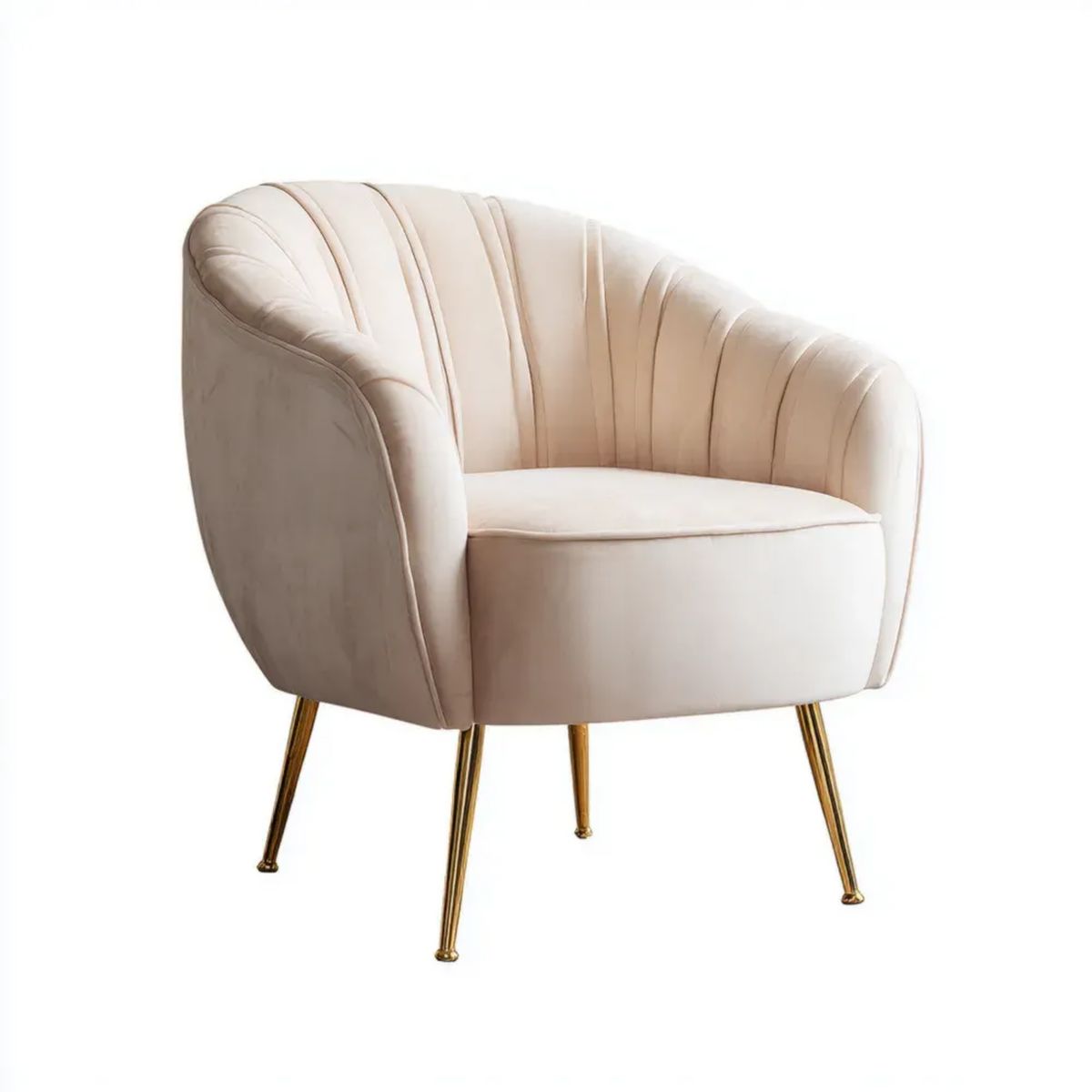Fotel, Beige Beyvelvelt Sitting Fotel z diabelskim metalowym nogawką, 77 x 75 x 78 cm