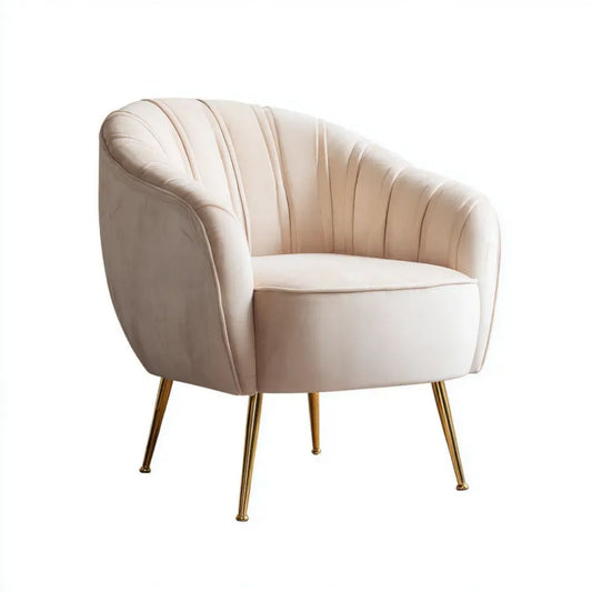 Fotel, Beige Beyvelvelt Sitting Fotel z diabelskim metalowym nogawką, 77 x 75 x 78 cm