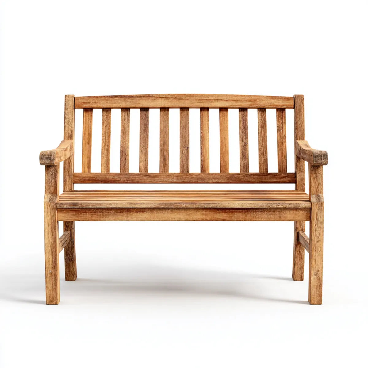 Ławka ogrodowa 2 naturalne brązowe kwadraty w prostokątnym teku stałym 120 x 60 x 90 cm