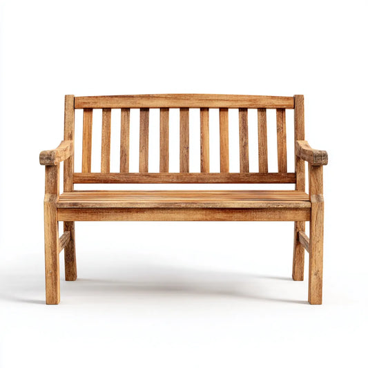 Ławka ogrodowa 2 naturalne brązowe kwadraty w prostokątnym teku stałym 120 x 60 x 90 cm